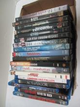 Eighteen DVD's, The Hunt for Red October, Jack Reacher, Fletch Lives, Etc.