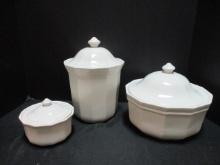Pfaltzgraff Serving Pieces, Creamer, Sugar, Salt/Pepper,  Gravy Boat and Tray.