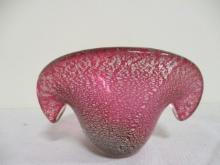 Looks Like Murano Art Glass Vase Rose with Silver Fleck.