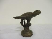 Heavy Brass Paperweight Turtle on Base.