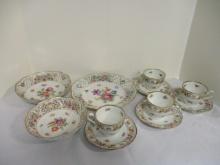 Three Schumann Bavaria Germany Dresden Bowls and Four Cups and Saucers.