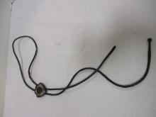 Vintage Braided Corded Bolo Tie with Abalone Shell Slide.