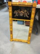 Vintage Federal Style Mirror with Fruit Basket Picture at Top.