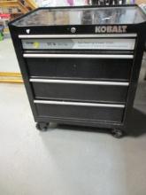 Kobalt Black Metal Four Drawer Tool Chest on Wheels. Ball-Bearing Drawer Slides.