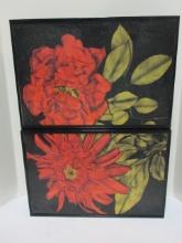 Pair of Wood Box Framed Floral Pictures.