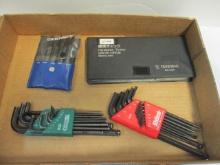Eklind & Allen Metric and SAE Long Arm Ball Hex L-Key Sets, Center Punch Set 1/16-5/32.