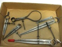 Four Yankee Spring-Type Divider Precision Measuring Tools. Starrett 4'' Outside Spring Caliper.