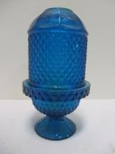 Vintage Blue Diamond Point Fair Lamp Light Candle Holder.