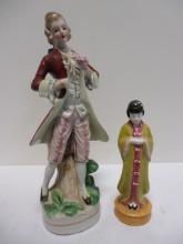 Two Occupied Japan Figurines, Oriental Woman and Victorian Gentleman.
