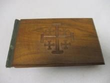 Wood Album Souvenir with Pictures of Flowers from the Holy Land.