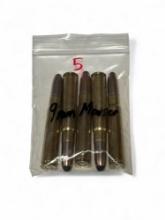 5rds. of 9mm MAUSER Factory Ammunition 
