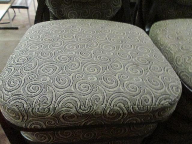 20 Virco Black Metal Stacking Chairs with Black/Grey Swirl Design Upholstery