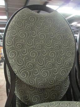 20 Virco Black Metal Stacking Chairs with Black/Grey Swirl Design Upholstery