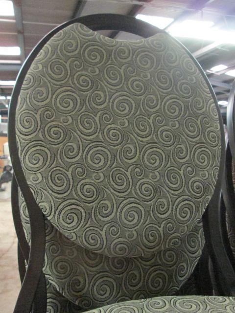 20 Virco Black Metal Stacking Chairs with Black/Grey Swirl Design Upholstery