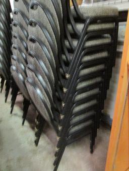 20 Virco Black Metal Stacking Chairs with Black/Grey Swirl Design Upholstery