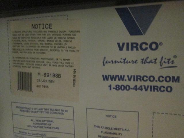 20 Virco Black Metal Stacking Chairs with Black/Grey Swirl Design Upholstery