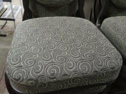 20 Virco Black Metal Stacking Chairs with Black/Grey Swirl Design Upholstery