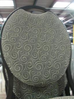20 Virco Black Metal Stacking Chairs with Black/Grey Swirl Design Upholstery