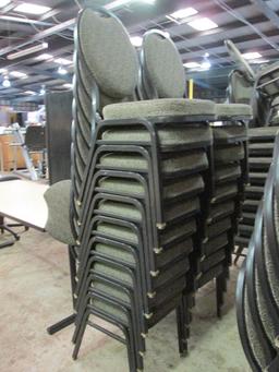 20 Virco Black Metal Stacking Chairs with Black/Grey Swirl Design Upholstery