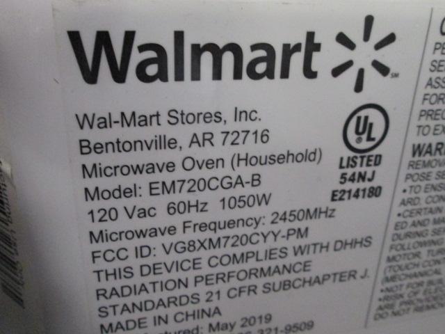 Black Walmart 700 watt Microwave Oven