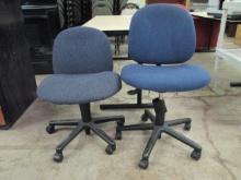 Two Blue Upholstery Task Chairs