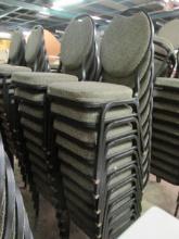 20 Virco Black Metal Stacking Chairs with Black/Grey Swirl Design Upholstery