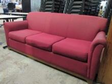 Red Upholstered Rolled Arm Sofa
