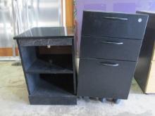 Black Open Shelf Nightstand Cabinet and Portable 3 Drawer File Cabinet