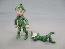 2 Vintage Pixie Elf's Figurines