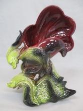 1950's Hull E-9 Ebb Tide Double Fish Cornucopia Vase