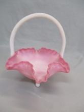 Fenton "Rosalene Satin" Pattern Basket Signed By Bill Fenton