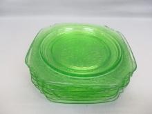 7 Vintage Federal Glass "Madrid" Pattern Glass Salad Plates