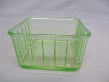 Green Depression Glass Refrigerator Dish