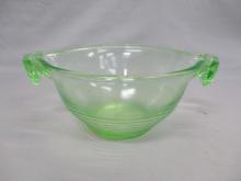 1920's Green Depression Glass Batter Bowl w/Handles