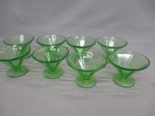 8 Green Depression Glass Sherbet Dishes