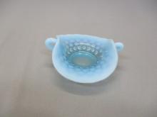 Small Fenton Blue Opalescent Hobnail Trinket Dish