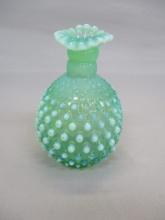 Fenton Green Opalescent Hobnail Vase