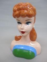 6 1/2" Enesco 1994 Mattel Barbie w/Red Hair Head Vase