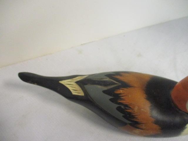 Carved Solid Wood Duck Decoy . Few Scratches.
