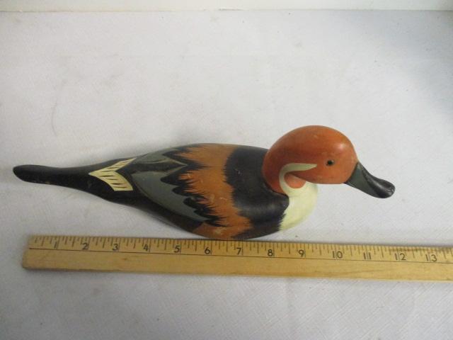 Carved Solid Wood Duck Decoy . Few Scratches.