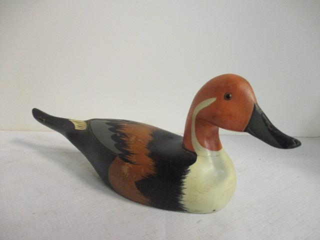 Carved Solid Wood Duck Decoy . Few Scratches.