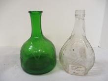 White House Vinegars George Washington  and Green Filigree Bottles.
