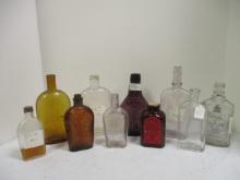 Ten Vintage Bottles Some Amber Bottles.