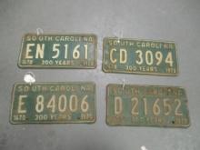 Vintage SC Car Tags, Four 1970.