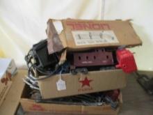 Large Assortment of Train Accessories, Tracks, Trains, Multi Volt Transformer, Etc.