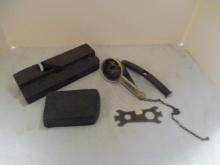 Vintage Maytag Multi-Wrench, Wooden Molding Plane, Government Ash Tray.