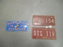 Two SC 1975 License Plates. Mann High 1975 Plate.