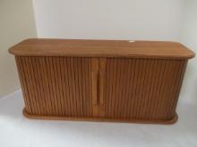 Teak Wall Cabinet or Dresser Shelf. Mounts on Back for Hanging, Accordion Doors.
