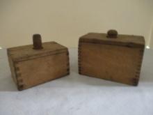 Two Vintage Rectangle Wooden Butter Molds.