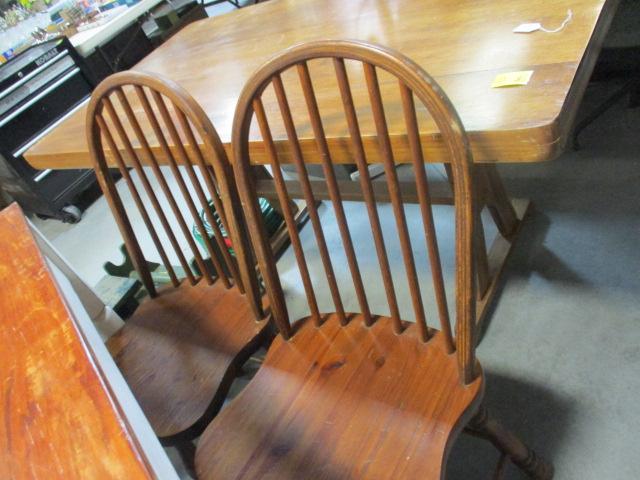 Solid Wood Farmhouse Table with Plank Top and Three side Chairs.